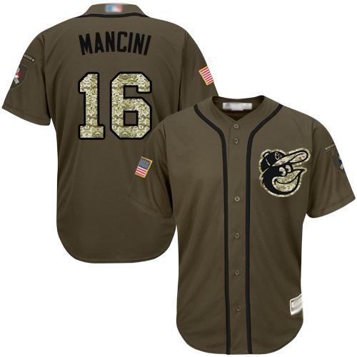 Orioles #16 Trey Mancini Green Salute to Service Stitched Youth MLB Jersey